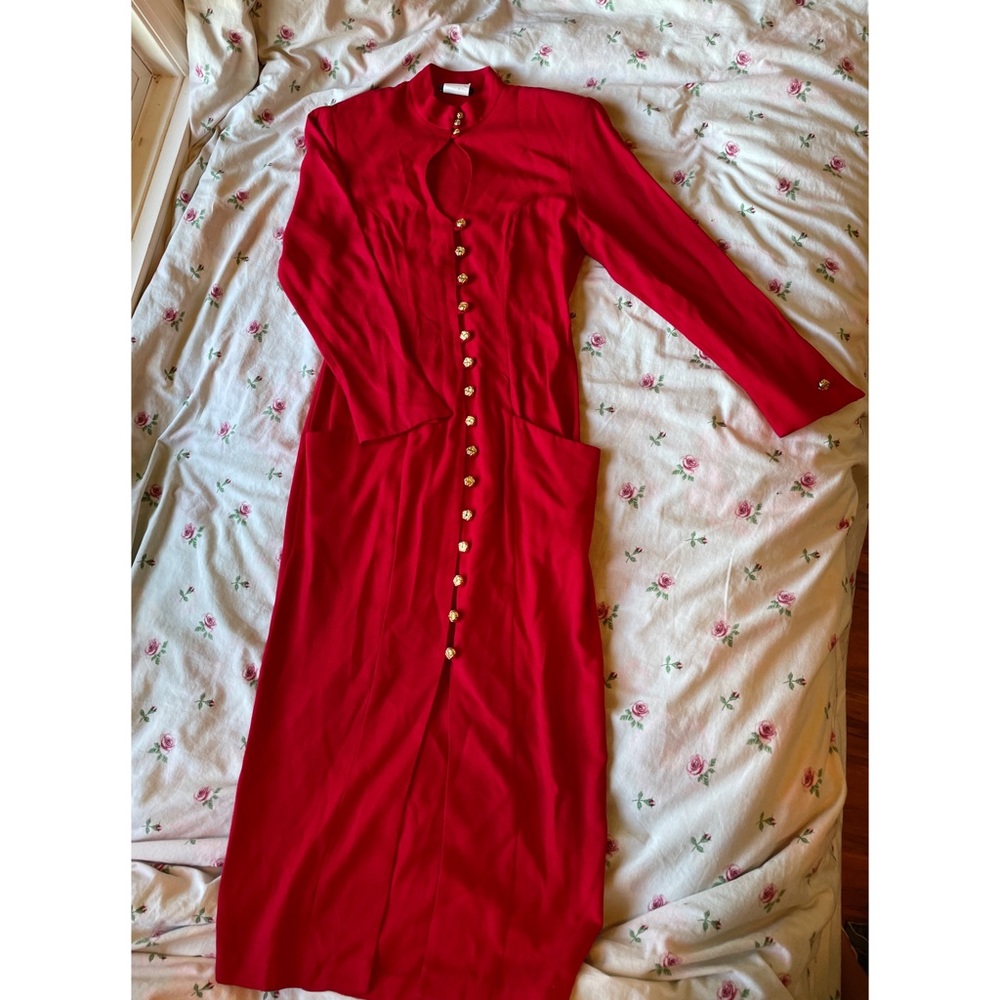 Vintage Red Button Up Dress